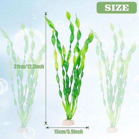 Ameliade 12-PCS Seaweed Decorations Fish Tank Decor Aquarium Artificial Tall Plastic Plants, Goldfish Betta Fish Tank Accessories Large Aquarium Decorations in Kuwait