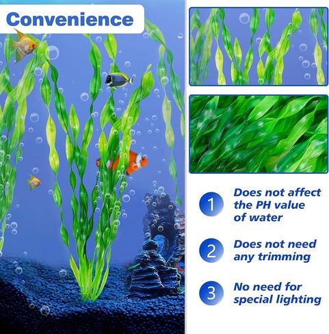 Ameliade 12-PCS Seaweed Decorations Fish Tank Decor Aquarium Artificial Tall Plastic Plants, Goldfish Betta Fish Tank Accessories Large Aquarium Decorations in Kuwait