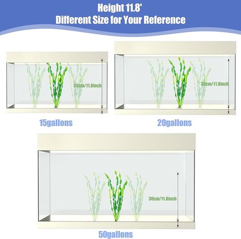 Ameliade 12-PCS Seaweed Decorations Fish Tank Decor Aquarium Artificial Tall Plastic Plants, Goldfish Betta Fish Tank Accessories Large Aquarium Decorations in Kuwait