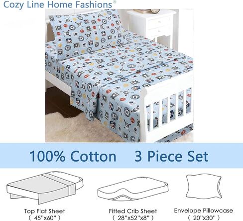 مجموعة ملاءات مريحة من Cozy Line Home Fashions All Star Sports كرة السلة البيسبول كرة القدم كرة القدم الهوكي الكرة الطائرة 3 قطع متعددة الألوان أزرق رمادي أبيض قطن للأطفال الصغار in Kuwait