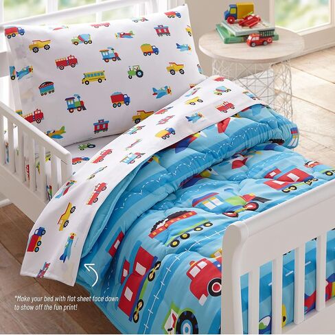 Wildkin Kids Microfiber Toddler Sheet Set for Boys and Girls, Bedding Sheet Set Includes Top Sheet, Fitted Sheet, and One Standard Pillow Case (Dinosaur Land) in Kuwait