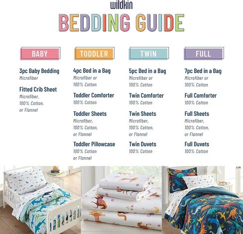 Wildkin Kids Microfiber Toddler Sheet Set for Boys and Girls, Bedding Sheet Set Includes Top Sheet, Fitted Sheet, and One Standard Pillow Case (Dinosaur Land) in Kuwait