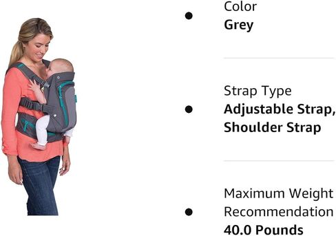 Infantino Carry On Multi-Pocket Carrier - All-Positions, Black, Ergonomic Design for Newborns and Toddlers, 8-40 lbs. with Forward-Facing, in-Facing and Backpack Positions Plus 6 Storage Pockets in Kuwait
