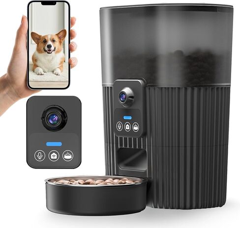 وحدة تغذية تلقائية للقطط مع كاميرا، وحدة تغذية للقطط بتقنية WiFi مع رؤية ليلية للفيديو بدقة 1080 بكسل عالية الدقة، وحدة تغذية تلقائية للحيوانات الأليفة للقطط والكلاب، التحكم عن بعد في التطبيقات، تسجيل الصوت والفيديو، موزع طعام القطط في الوقت المناسب in Kuwait