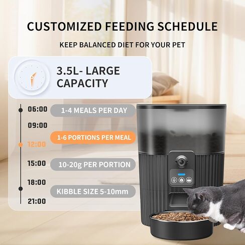 وحدة تغذية تلقائية للقطط مع كاميرا، وحدة تغذية للقطط بتقنية WiFi مع رؤية ليلية للفيديو بدقة 1080 بكسل عالية الدقة، وحدة تغذية تلقائية للحيوانات الأليفة للقطط والكلاب، التحكم عن بعد في التطبيقات، تسجيل الصوت والفيديو، موزع طعام القطط في الوقت المناسب in Kuwait