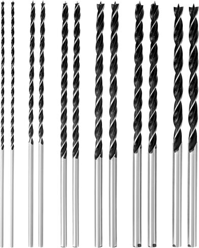 QWORK 12" Extra Long Brad Point Drill Bit Set, 12 Pcs High Carbon Steel, Brad-Point Design for Quick and Precise Drilling, Ideal for Wood, Plastic, PVC, Composite, Rubber in Saudi Arabia