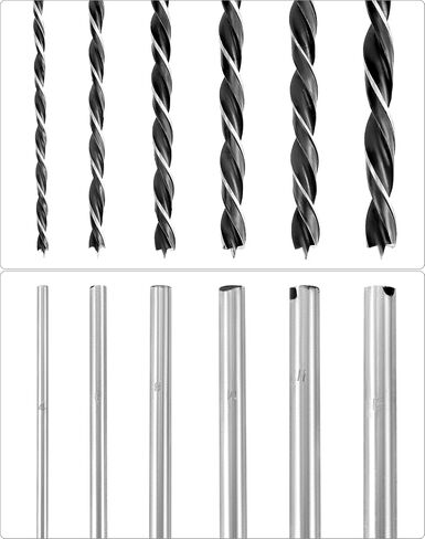 QWORK 12" Extra Long Brad Point Drill Bit Set, 12 Pcs High Carbon Steel, Brad-Point Design for Quick and Precise Drilling, Ideal for Wood, Plastic, PVC, Composite, Rubber in Saudi Arabia