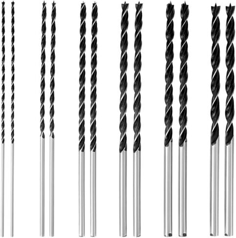 QWORK 12" Extra Long Brad Point Drill Bit Set, 12 Pcs High Carbon Steel, Brad-Point Design for Quick and Precise Drilling, Ideal for Wood, Plastic, PVC, Composite, Rubber in Saudi Arabia