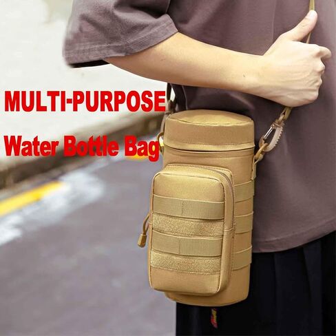 LFWATAXY 1 Pcs Tactical Water Bottle Pouch Tactical Backpack Attachment Pouches Water Bottle Pouch Zipper Water Bottle Bag Water Bottle Holder with Strap Hiking Camping Outdoor Travel in Saudi Arabia
