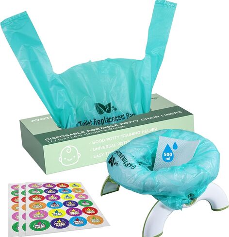 Travel Potty Bags for Portable Toilet Kids,AYOTEE Disposable Potty Liners for Toddlers,50 Packs Potty Chair Liners with Absorbent Pads, Kids Portable Potty Bags Disposable in Kuwait