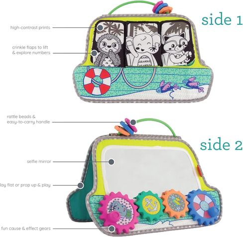 Infantino Busy Board Mirror & Sensory Discovery Toy Boat for Fine Motor Skill Development with Gears, Beads, High Contrast Prints, Tummy Time, Sit & Play or On The Go, for Newborns, Babies & Toddlers in Saudi Arabia