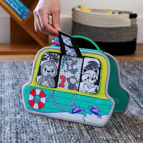 Infantino Busy Board Mirror & Sensory Discovery Toy Boat for Fine Motor Skill Development with Gears, Beads, High Contrast Prints, Tummy Time, Sit & Play or On The Go, for Newborns, Babies & Toddlers in Saudi Arabia