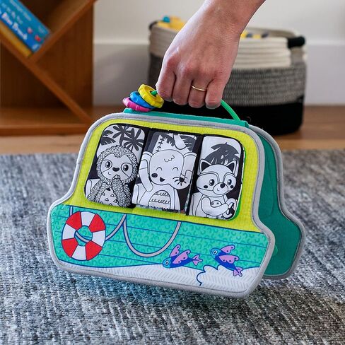 Infantino Busy Board Mirror & Sensory Discovery Toy Boat for Fine Motor Skill Development with Gears, Beads, High Contrast Prints, Tummy Time, Sit & Play or On The Go, for Newborns, Babies & Toddlers in Saudi Arabia
