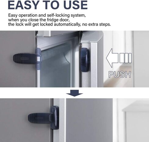 EUDEMON Home Refrigerator Fridge Freezer Door Lock Latch Catch Toddler Kids Child Baby Safety Lock Easy to Install no Tools Need or Drill (Grey，1 Pack) in Saudi Arabia