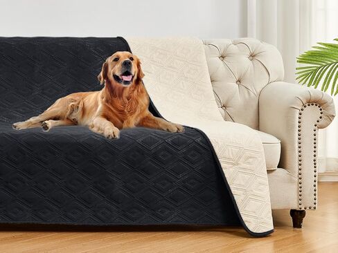 LPMOERA Waterproof Reversible Couch Sofa Cover Blanket for Dogs Washable Furniture Protector Slipcover for Kids Black 30 * 30 Inch(Pack of 2) in Kuwait