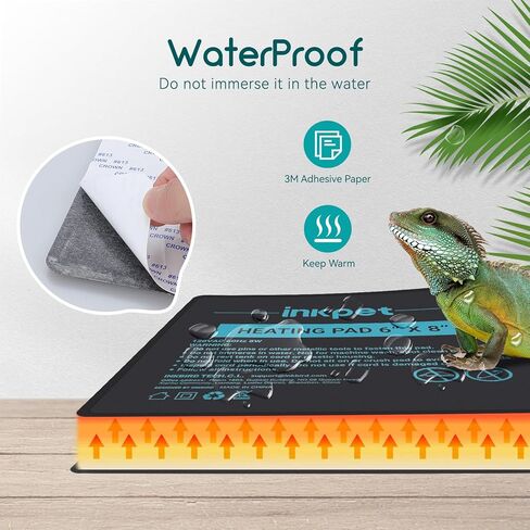 وسادة تسخين الزواحف INKPET مقاس 8 بوصة × 12 بوصة مع مجموعة ترموستات رقمية تحت بساط تسخين تررم للسلاحف والسحالي والضفادع والزواحف الأخرى in Kuwait