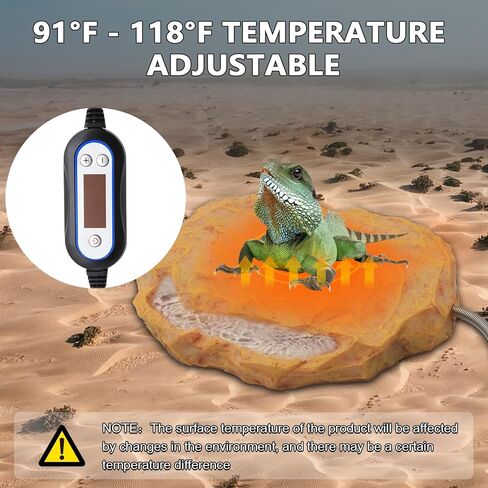 صخرة تسخين للزواحف من فودور يتم التحكم فيها حراريا، سخان صخور للزواحف الساخنة للسلاحف والثعابين والنسك وملحقات خزان السحلية (A) in Kuwait