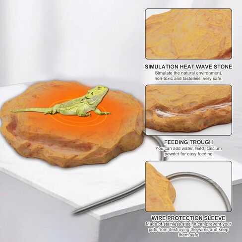 صخرة تسخين للزواحف من فودور يتم التحكم فيها حراريا، سخان صخور للزواحف الساخنة للسلاحف والثعابين والنسك وملحقات خزان السحلية (A) in Kuwait