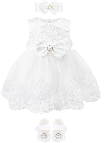 Taffy Baby Girl Christening Baptism Embroidered White Dress Gown 6 Piece Deluxe Set in Kuwait