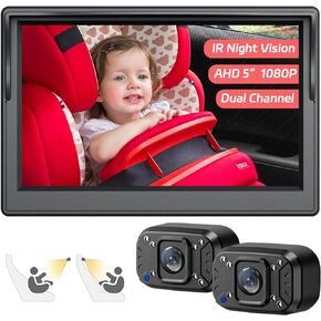 Itomoro 2026 Upgraded Dual Baby Car Camera for 2 Baby [1080P HD & 940nm IR Night Vision] 360° Rotation & 150° Wide View Rear Facing Baby Car Backseat Monitor Fits Cars/SUVs/Trucks in Kuwait