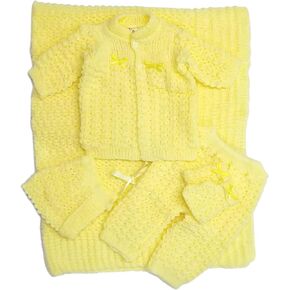 Abelito Newborn Baby Crochet Blanket 5 Piece Set Hat, Booties, Sweater, Pants in Saudi Arabia