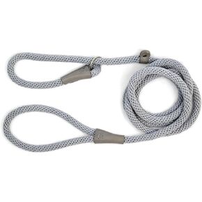 Martha Stewart Braided Rope & Leather Slip Lead for Dogs, Grey, 4'