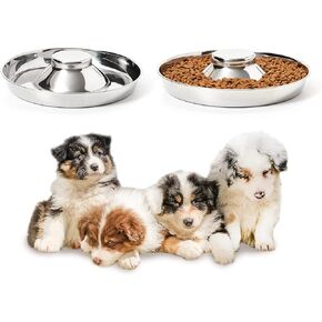 Thankspaw Stainless Steel Puppy Bowls, Set of 2 Puppy Feeder, Dog Food and Water Bowl, Food Feeding Weaning for Small Medium Large Dogs, Pets, S
