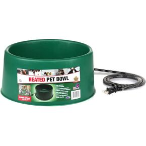 Farm Innovators 1.5 Gallon 60 Watt Electric Powered Heated Pet Water Bowl with Thermostatic Control and Anti Chew Cord, Green