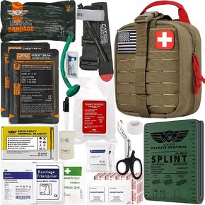 EVERLIT مجموعة الصدمات الطارئة المتقدمة، CAT GEN-7 عاصبة Mil-Spec نايلون مقطوع بالليزر مع جبيرة 36 ​​بوصة، قتال عسكري تكتيكي IFAK للتحكم في نزيف الاستجابة للإسعافات الأولية in Kuwait