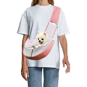 FEimaX Pet Dog Sling Carrier Puppy Pet Slings Bag for Small Dogs Cats Satchel Carriers Breathable Mesh Hand Free with Adjustable Strap Doggie Crossbody for Outdoor Travel (Small, Pink) in Saudi Arabia
