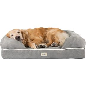 Friends Forever Large Dog Bed, Orthopedic Dog Sofa Memory Foam Mattress, Calming Dog Couch Bed, Wall Rim Pillow, Water Resistant Liner, Washable Cover, Non-Slip Bottom, Chester, Large Cocoa Brown in Kuwait