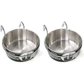 Stainless Steel Pet Feeder, 2 Pack Food Water Bowls Bunny Feeder with Hook for Dogs Cats in Crate Cage Kennel, 40 Ounces in Saudi Arabia