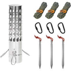 FIREHIKING Spark Arrestor 2.36" Stove Pipe with Ground Nail Wind Rope Carabiner Chimney Rain Cap
