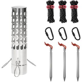 FIREHIKING Spark Arrestor 2.36" Stove Pipe with Ground Nail Wind Rope Carabiner Chimney Rain Cap