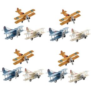 Kids 6 Pcs Airplane Model Ornament Iron Painted Small Plane Office Decor