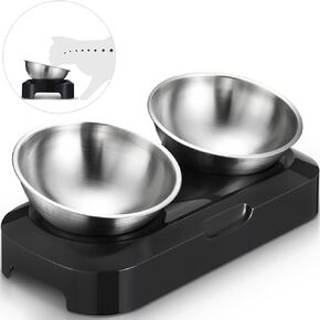 WEINIDASI Cat Bowl with Stainless Steel, Cat Feeding Bowl with Adjustable 0° and 15°, Raised Cat Bowl Set that Protects the Cat's Neck from Stress, Cat Bowl Raised Dog Bowl in Kuwait