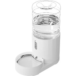 CZPET 4L Cat Water Dispenser, Automatic Gravity Cat Bowl, Visible Window, Safe and Unplugged for Pet Kitty Dog (White, 4L Water Dispenser)