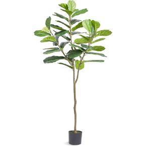 VEVOR Artificial Eucalyptus Tree, 6 FT Faux Plant, Secure PE Material & Anti-Tip Tilt Protection Low-Maintenance Plant, Lifelike Green Fake Potted Tree for Home Office Christmas Decor Indoor Outdoor
