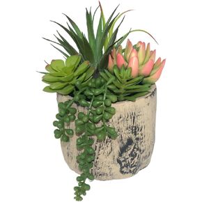 Hisow Succulents Plants Artificial, Faux Succulent Plants in Elegant Ceramic Pot Assorted Faux Potted Succulent Plant for Home Living Rooms Bedroom Décor (7.9)
