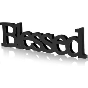 Blessed Letter Table Sign Blessed Standing Letter Table Sign Rustic Wooden Home Signs Decor for Valentine's Day Wedding Graduation Party Baby Shower First Communion Christening Decorations (Red)