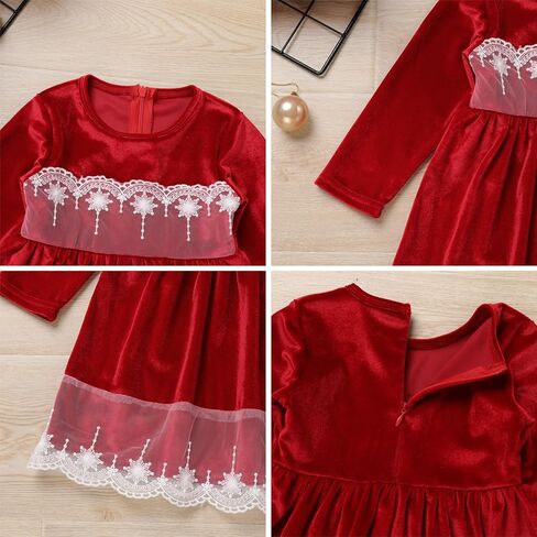 ODOLDI Baby Velvet Tutu Dress Toddler Girls Long Sleeve Christmas Birthday Party Velvet Dress Fall Winter Dresses Outfits in Kuwait