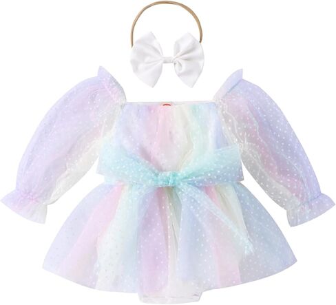 ODASDO Newborn Baby Girl Romper Dress Flower Embroidery Tutu Princess Long Sleeve One-Piece Bodysuit Cake Smash Outfit in Saudi Arabia