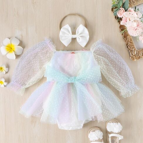 ODASDO Newborn Baby Girl Romper Dress Flower Embroidery Tutu Princess Long Sleeve One-Piece Bodysuit Cake Smash Outfit in Saudi Arabia