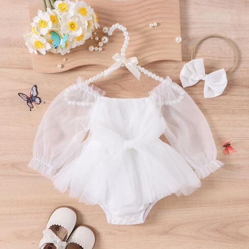 ODASDO Newborn Baby Girl Romper Dress Flower Embroidery Tutu Princess Long Sleeve One-Piece Bodysuit Cake Smash Outfit in Saudi Arabia