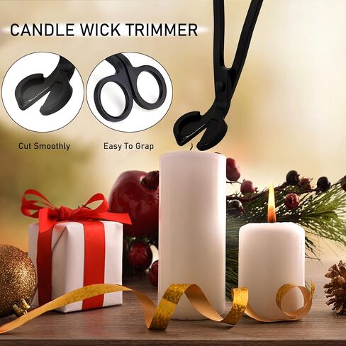 5 in 1 Candle Accessory Set, Candle Wick Trimmer Cutter, Candle Snuffer & Candle Wick Dipper,USB Electric Lighter And Storage Tray Plate for Candle Lover Gift, Stainless Steel Candle Care Kit (Black) in Kuwait