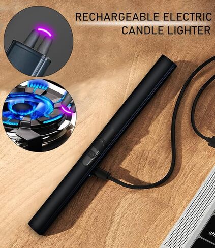 5 in 1 Candle Accessory Set, Candle Wick Trimmer Cutter, Candle Snuffer & Candle Wick Dipper,USB Electric Lighter And Storage Tray Plate for Candle Lover Gift, Stainless Steel Candle Care Kit (Black) in Kuwait