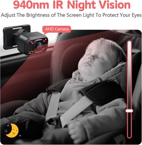 Itomoro Baby Car Camera, Dual Channel 5 Inch Monitor with 2 IR Night Vision AHD Camera, Easily Install 1080P Clear Car Baby Monitor with Camera for Backseat ACZ403 in Kuwait