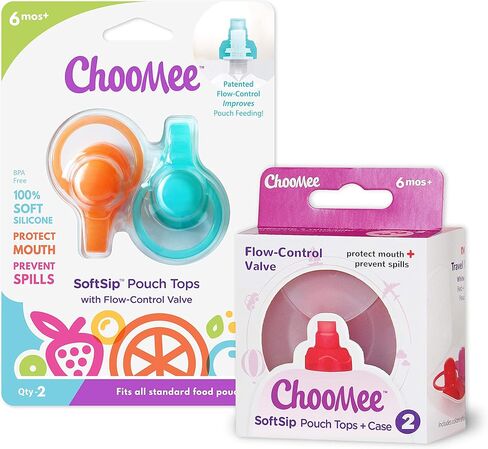 أغطية أكياس الطعام ChooMee SoftSip | 4 ألوان + علبة بيضاء | منع الانسكابات وحماية فم الطفل in Saudi Arabia