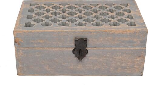 EDHAS Mango Wood Decorative Wooden Box with Hinged Lid in Trellis Design for Party Supplies, Baby Showers, Birthdays, Graduations (8" x 5" x 3") in Kuwait