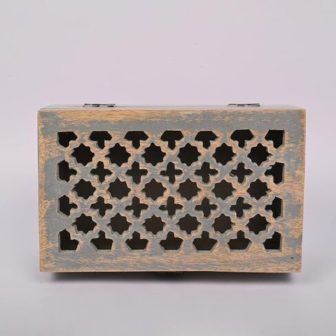 EDHAS Mango Wood Decorative Wooden Box with Hinged Lid in Trellis Design for Party Supplies, Baby Showers, Birthdays, Graduations (8" x 5" x 3") in Kuwait